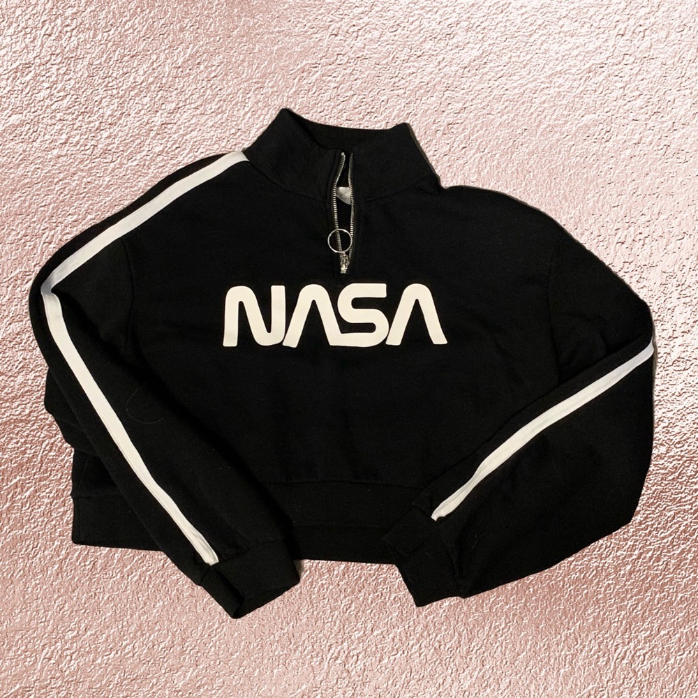 H&M NASA Crop Zip Up Pullover